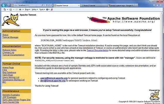 Tomcat Home page