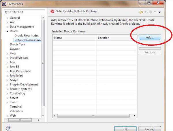 Installed Drools Runtime