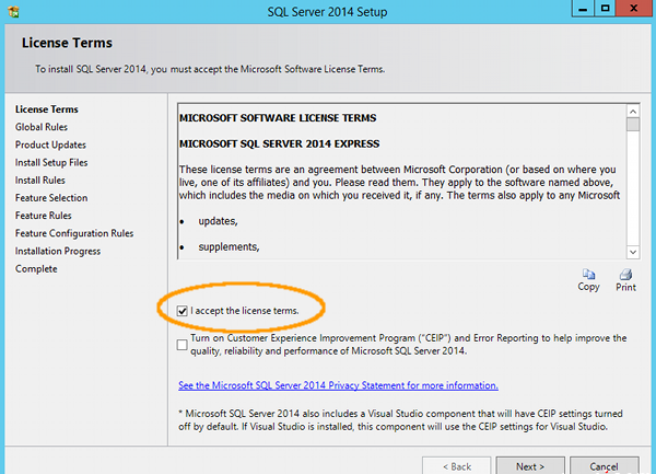 Install SQL Server 2014 - step 5