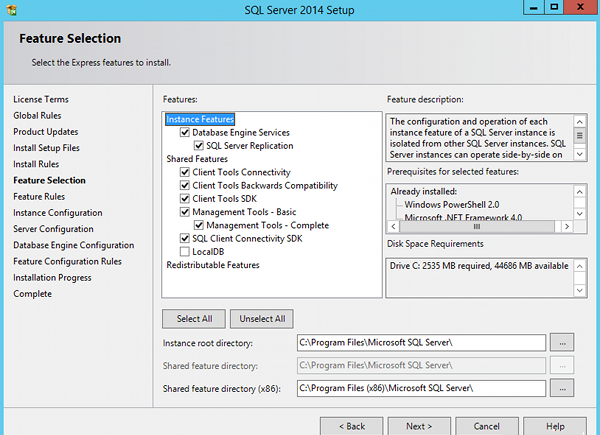 Install SQL Server 2014 - step 6