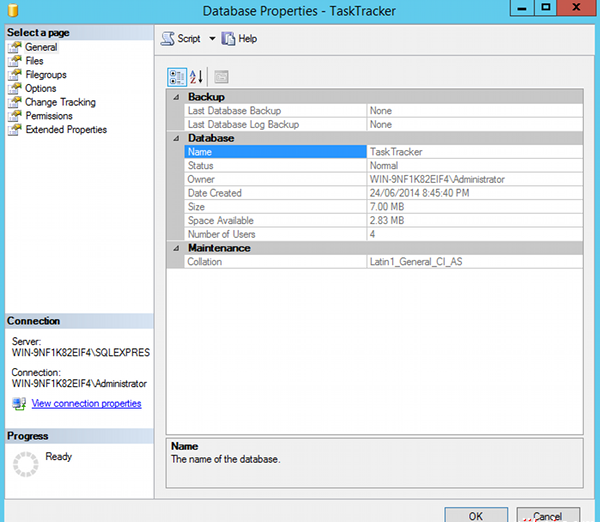 Screenshot of the Properties dialog box