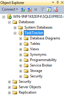 Screenshot of my new database and it's objects