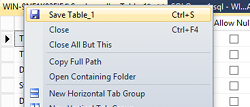 Screenshot of Save Table As... contextual menu