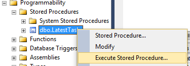 Initiating the execution of a stored procedure