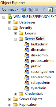 Screenshot of viewing server roles
