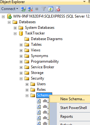 Creating a database schema in SQL Server 2014 Management Studio - 1