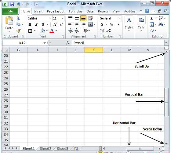 Excel Scroll Bars