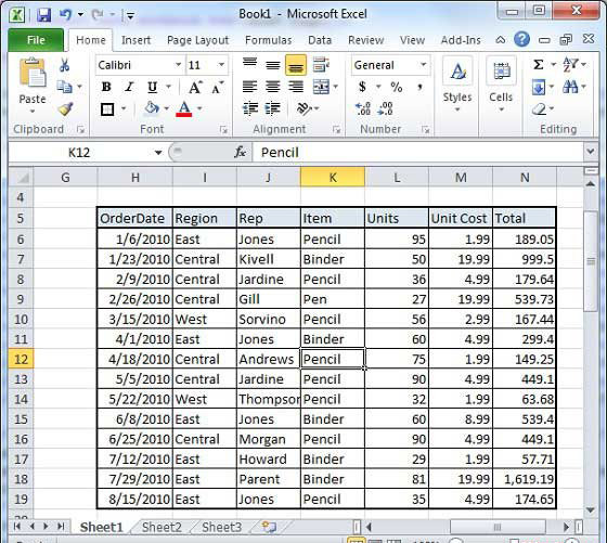 Excel Sample Text