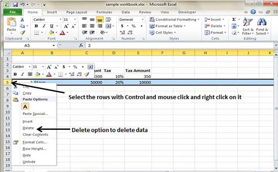 Selective delete of rows