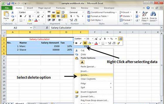 Delete Selected Data with mouse