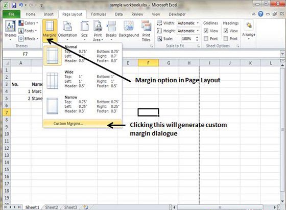 Setting Margins from Page Layout