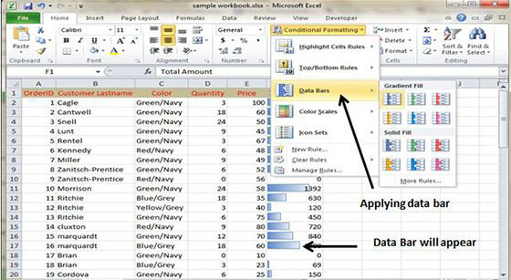 Data Bar Filter condition