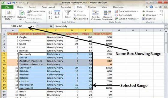 Selecting Ranges