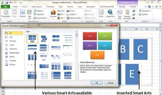 Inserting SmartArt