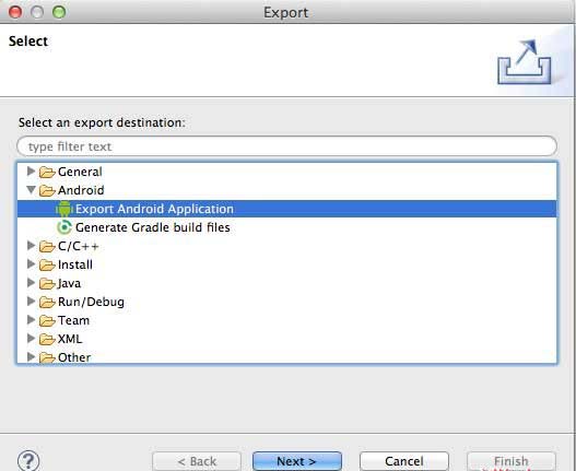 Android Export Screen
