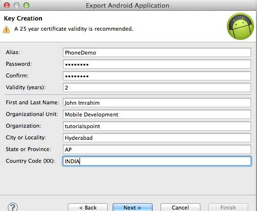 Android Key Creation