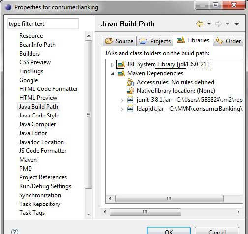 Java Build Path having Maven dependencies.