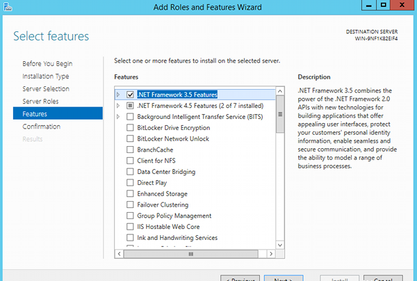 Install .NET 3.5 - step 7