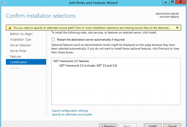 Install .NET 3.5 - step 8