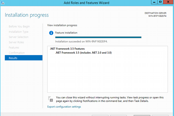 Install .NET 3.5 - step 11