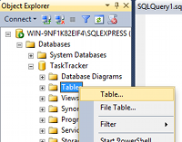 Creating a table in SQL Server 2014 - step 1