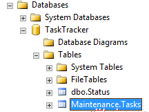 Screenshot of the table in Object Browser