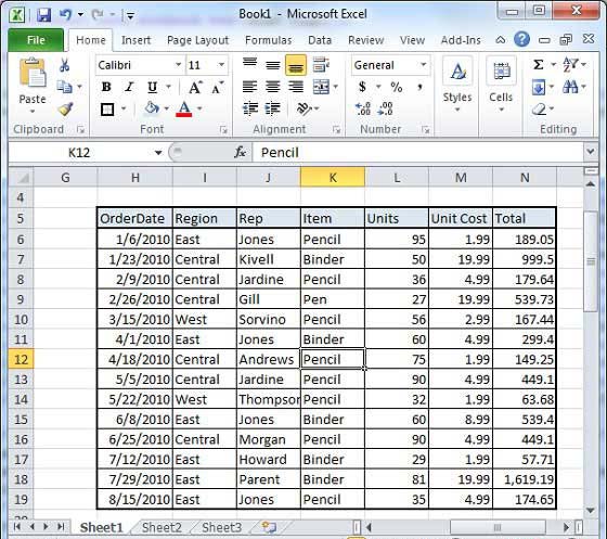 Excel Sample Text