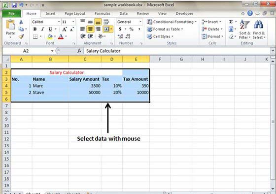 Select Data with mouse