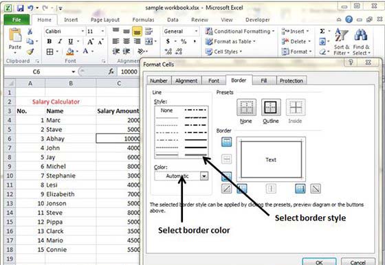 Setting Border Style