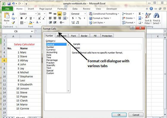 Formatting Cells option