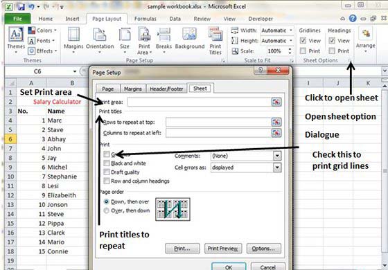 Sheet Options