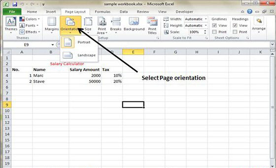 Setting Page orientation