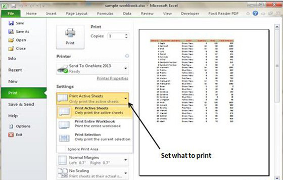 Setting what to print