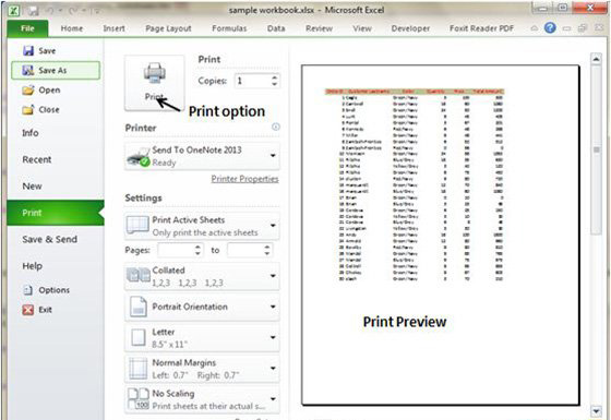 Printing WorkSheet