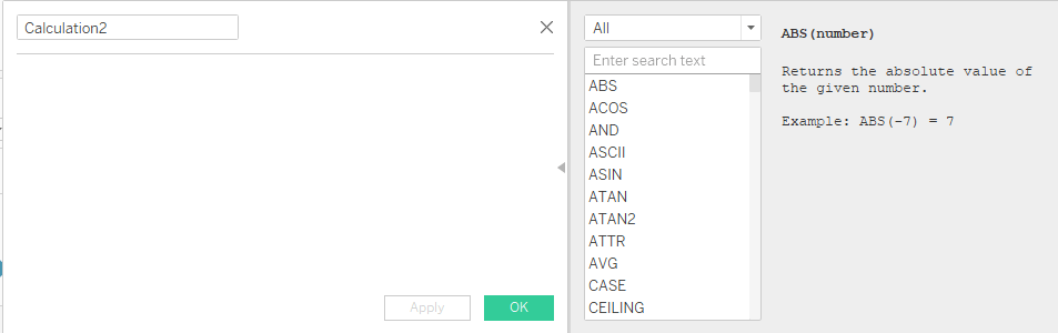 Tableau計算編輯器