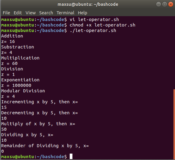 Bash let